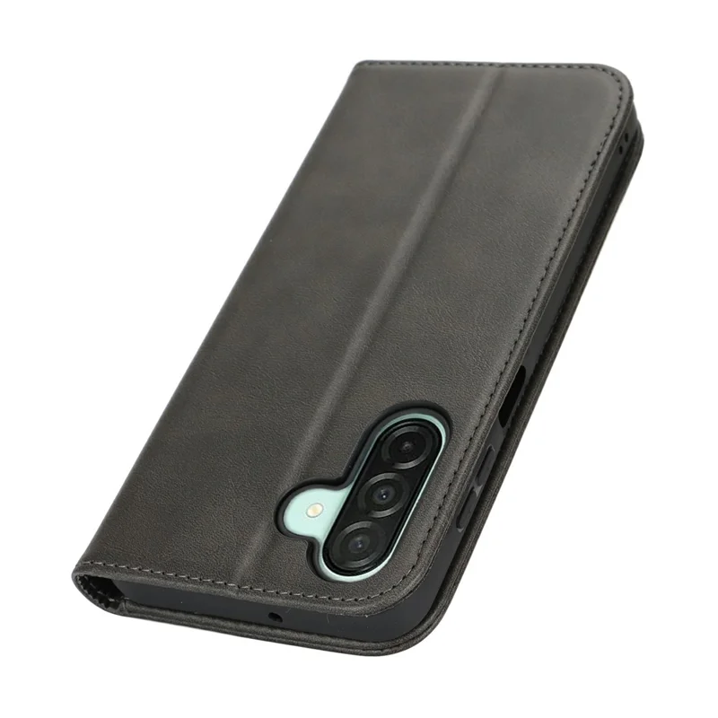 For Samsung Galaxy A26 5G Case PU Leather Calf Textured Magnetic Closing Smart Phone Cover - Black