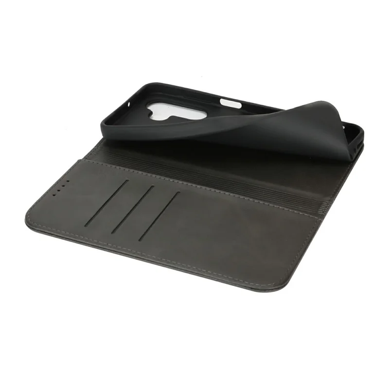 For Samsung Galaxy A26 5G Case PU Leather Calf Textured Magnetic Closing Smart Phone Cover - Black