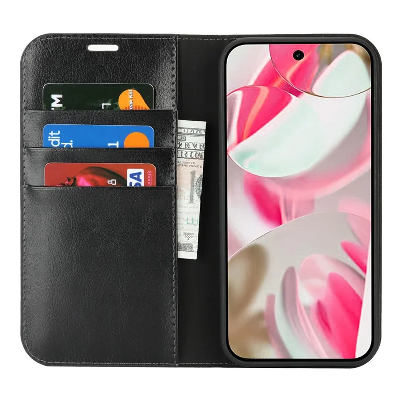 For Google Pixel 10 / 10 Pro Case Crazy Horse Texture Split Leather Wallet Phone Cover - Black