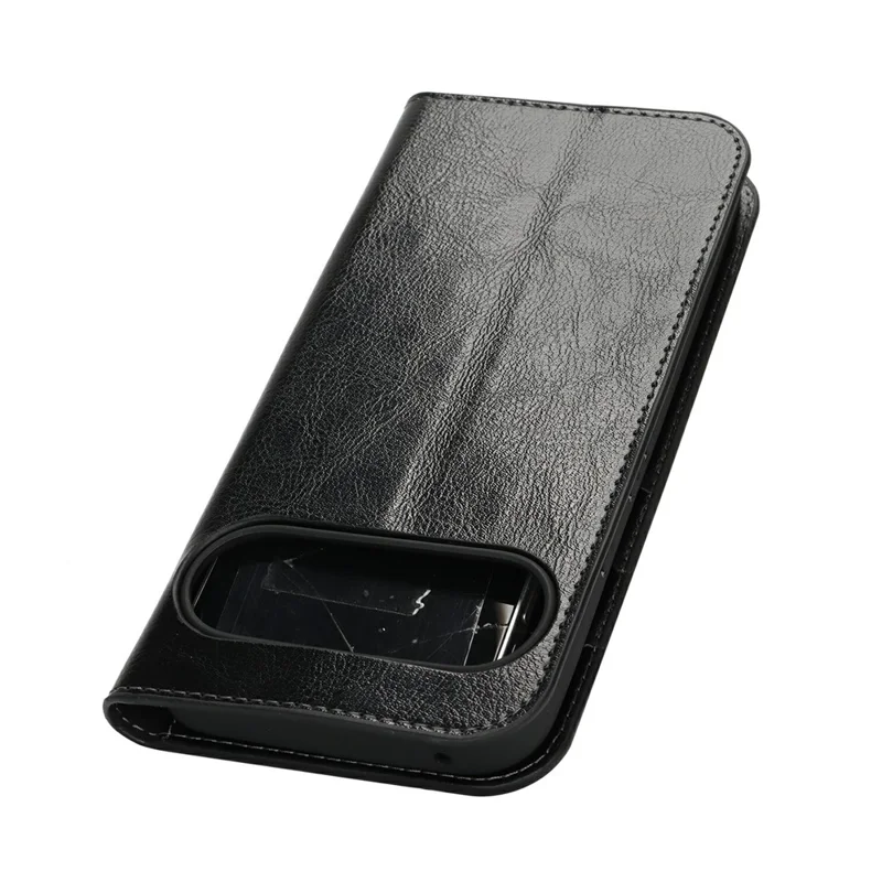For Google Pixel 10 Pro XL Case Crazy Horse Texture Split Leather Wallet Phone Cover - Black