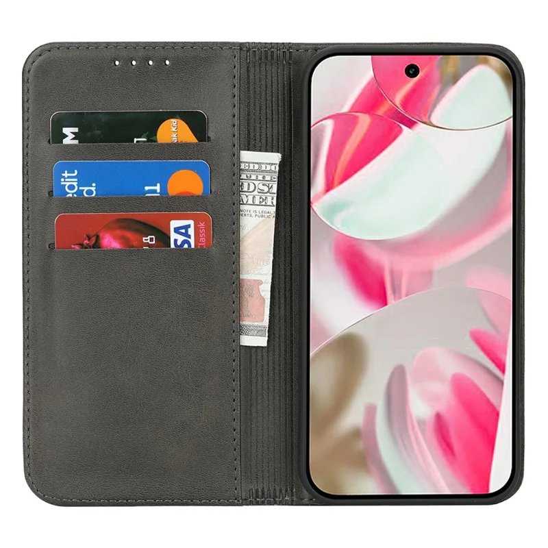 Capa para Google Pixel 10 / 10 Pro em Couro PU Texturizado de Bezerro com Fechamento Magnético para Smartphone - Preto