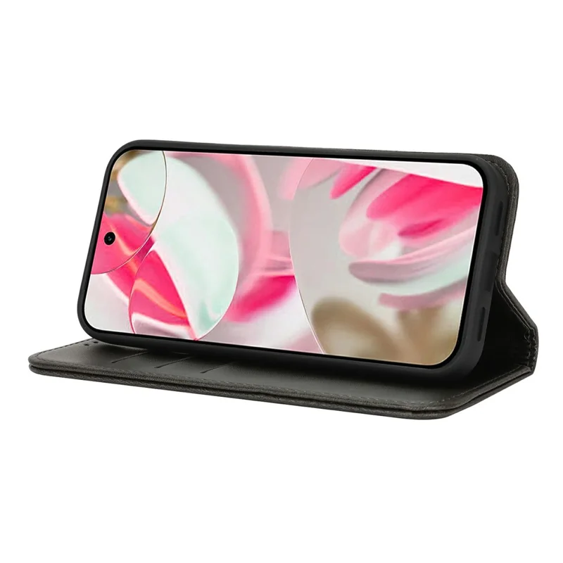 Capa para Google Pixel 10 / 10 Pro em Couro PU Texturizado de Bezerro com Fechamento Magnético para Smartphone - Preto