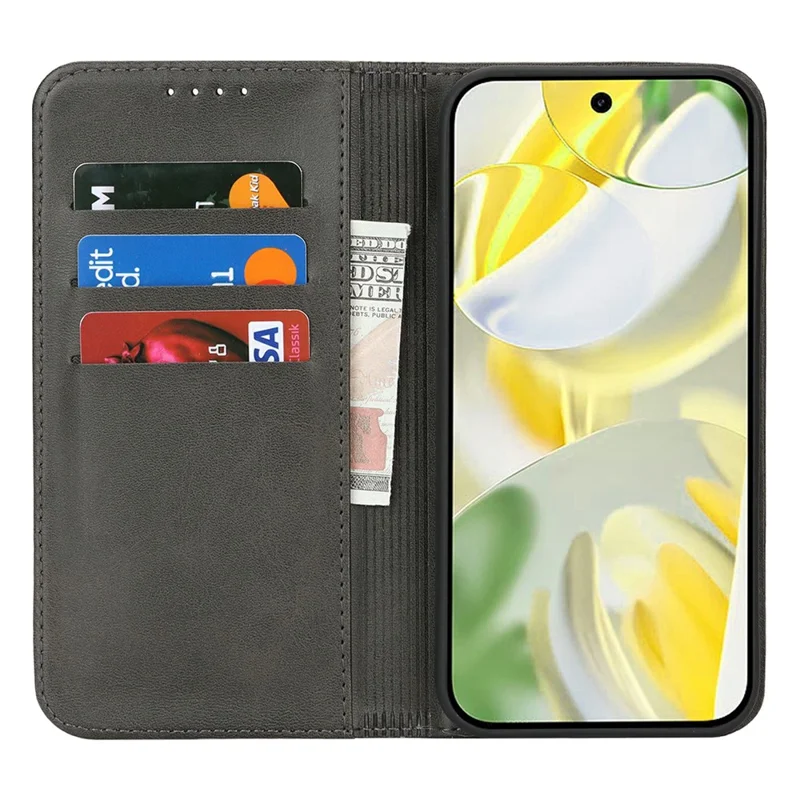 Capa para Google Pixel 10 Pro XL em Couro PU Texturizado de Bezerro com Fechamento Magnético para Smartphone - Preto