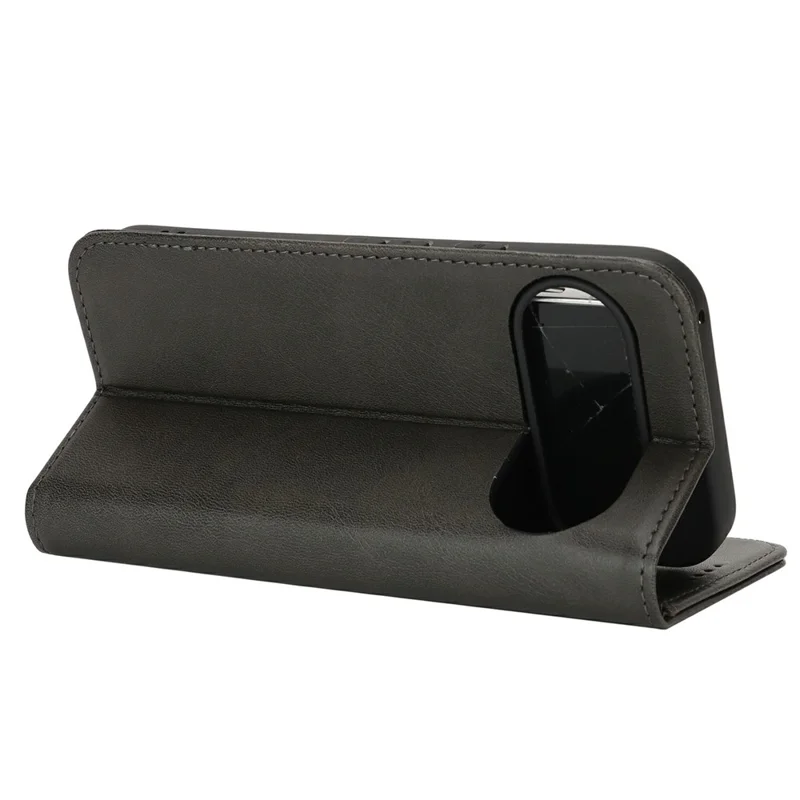 Capa para Google Pixel 10 Pro XL em Couro PU Texturizado de Bezerro com Fechamento Magnético para Smartphone - Preto