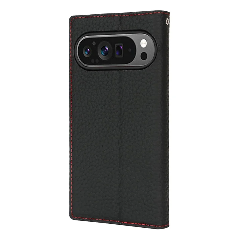 Per Google Pixel 10 / 10 Pro Custodia Portafoglio in Vera Pelle di Mucca Cover per Telefono Texture Liscia - Nero