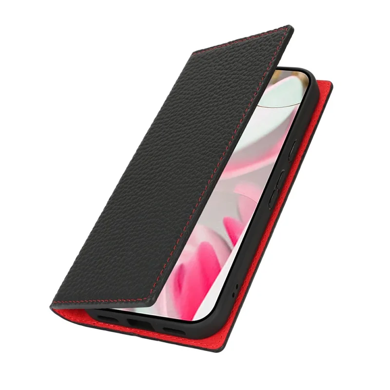Per Google Pixel 10 / 10 Pro Custodia Portafoglio in Vera Pelle di Mucca Cover per Telefono Texture Liscia - Nero