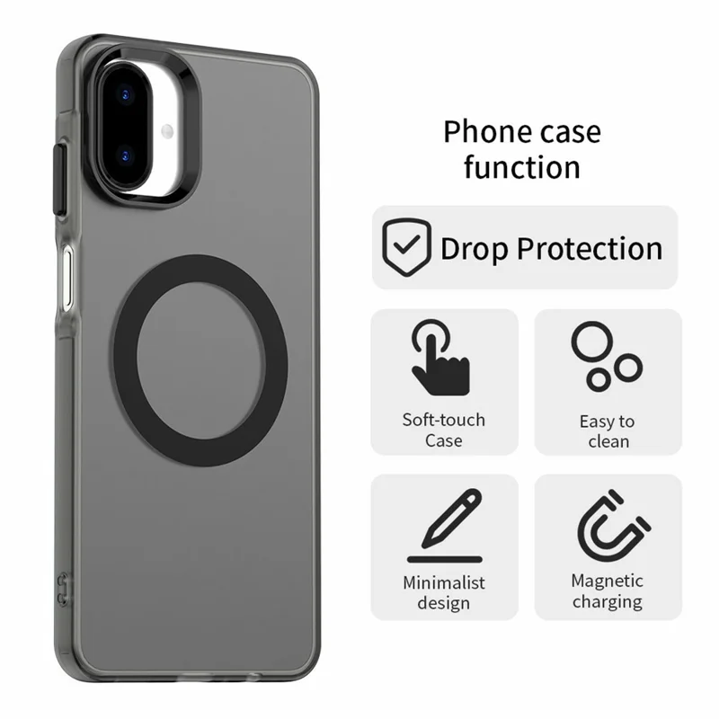 For Samsung Galaxy A07 4G Magnetic Case Anti Drop Hybrid Phone Back Cover - Black