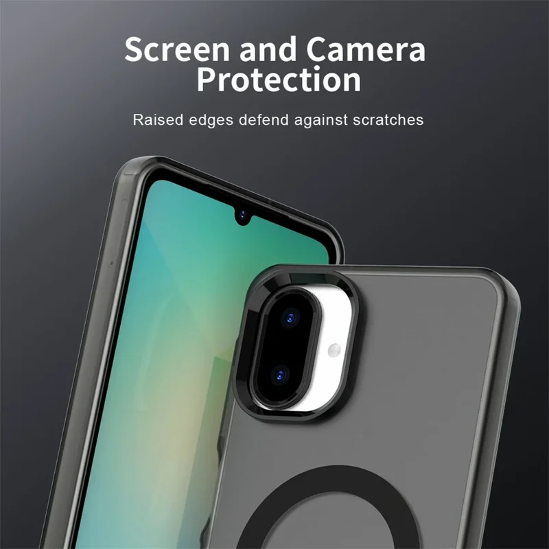 For Samsung Galaxy A07 4G Magnetic Case Anti Drop Hybrid Phone Back Cover - Black