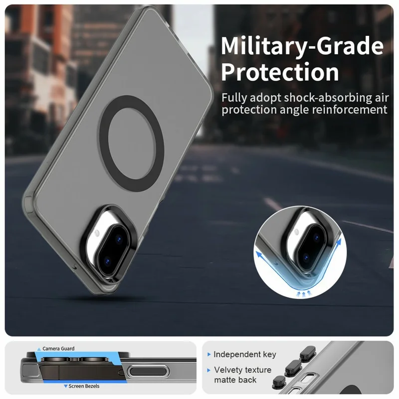 For Samsung Galaxy A07 4G Magnetic Case Anti Drop Hybrid Phone Back Cover - Black