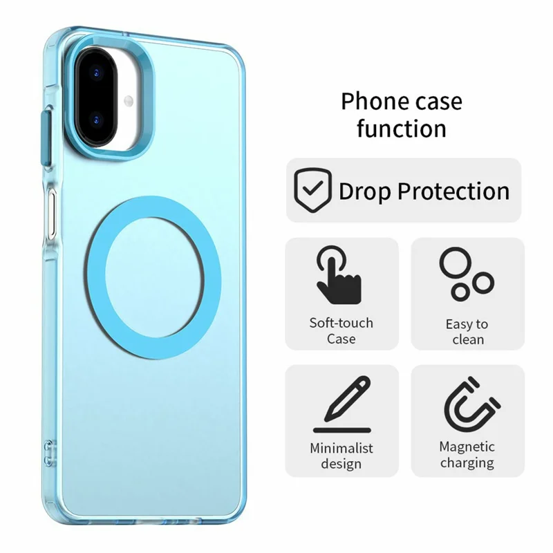For Samsung Galaxy A07 4G Magnetic Case Anti Drop Hybrid Phone Back Cover - Blue
