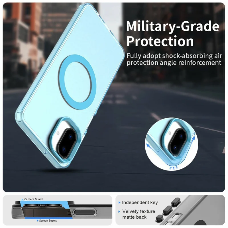 For Samsung Galaxy A07 4G Magnetic Case Anti Drop Hybrid Phone Back Cover - Blue