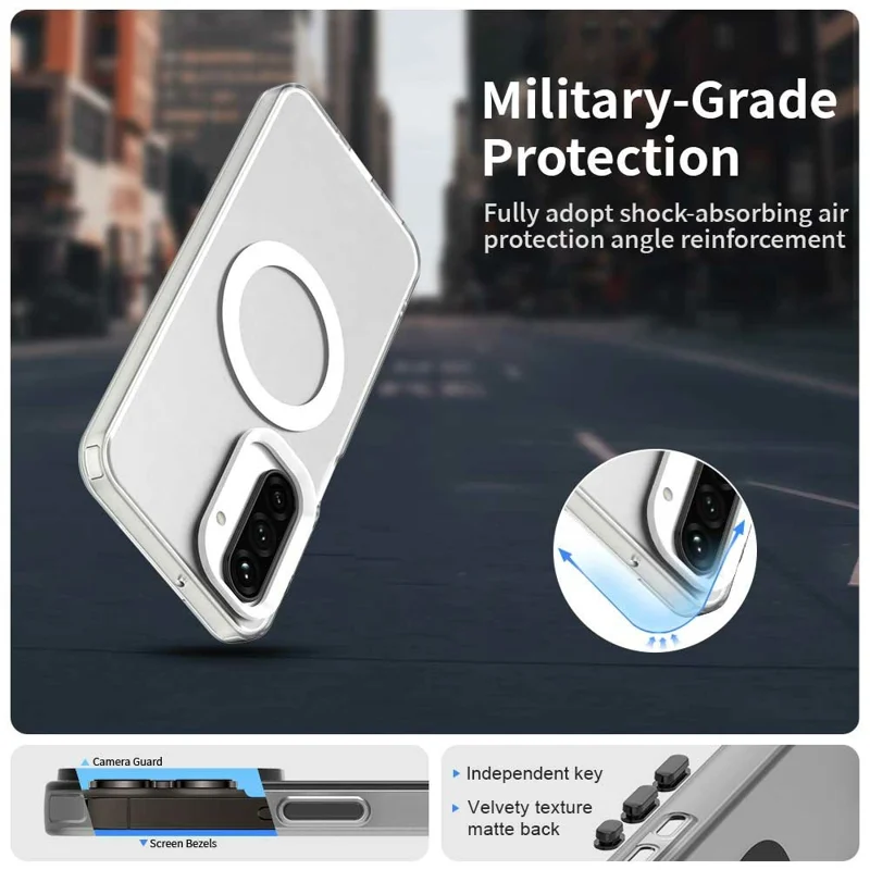 Étui compatible avec Samsung Galaxy A17 compatible avec MagSafe Coque de téléphone hybride anti-chute - Blanc