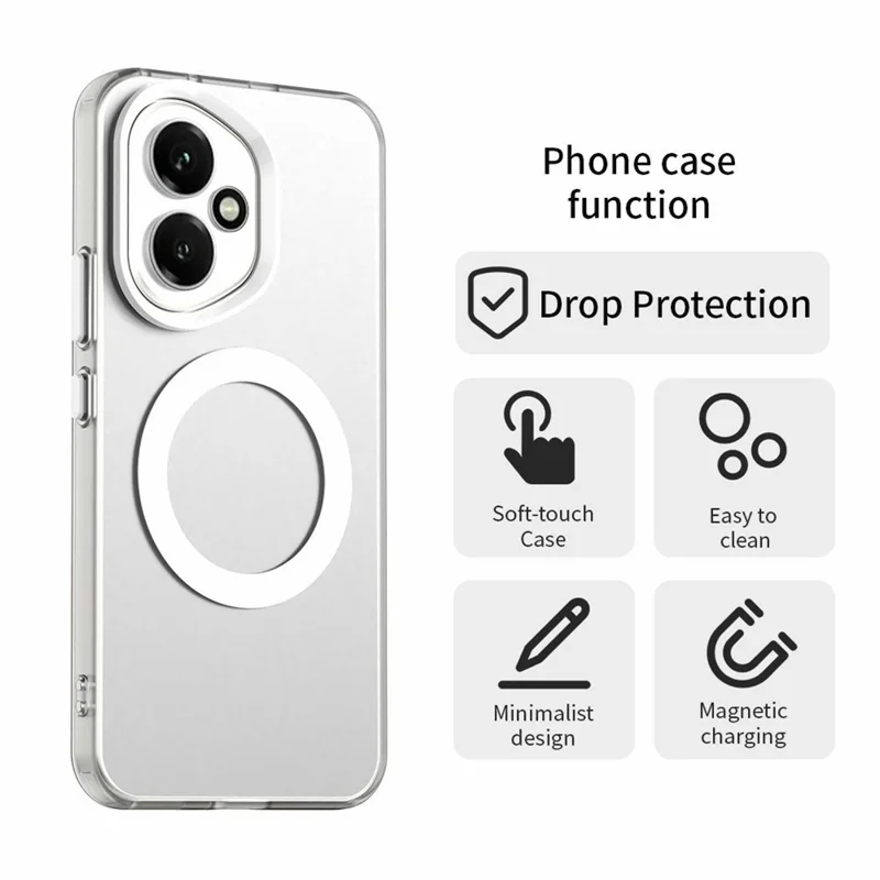 For Honor 400 5G (Global) Case Compatible with MagSafe Anti Drop Hybrid Phone Back Cover - White