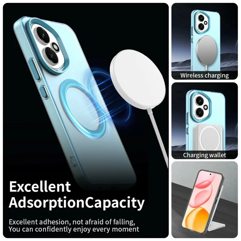 For Honor 400 5G (Global) Magnetic Case Anti Drop Hybrid Phone Back Cover - Blue