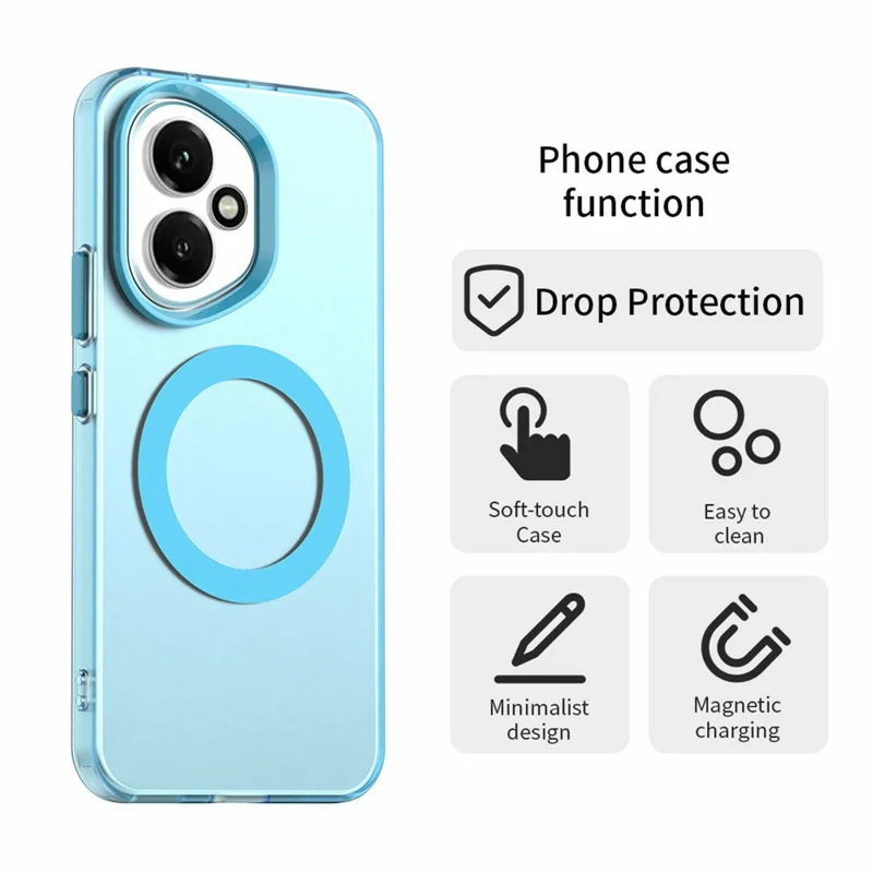 For Honor 400 5G (Global) Magnetic Case Anti Drop Hybrid Phone Back Cover - Blue