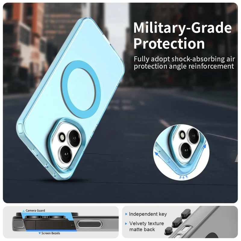 For Honor 400 5G (Global) Magnetic Case Anti Drop Hybrid Phone Back Cover - Blue