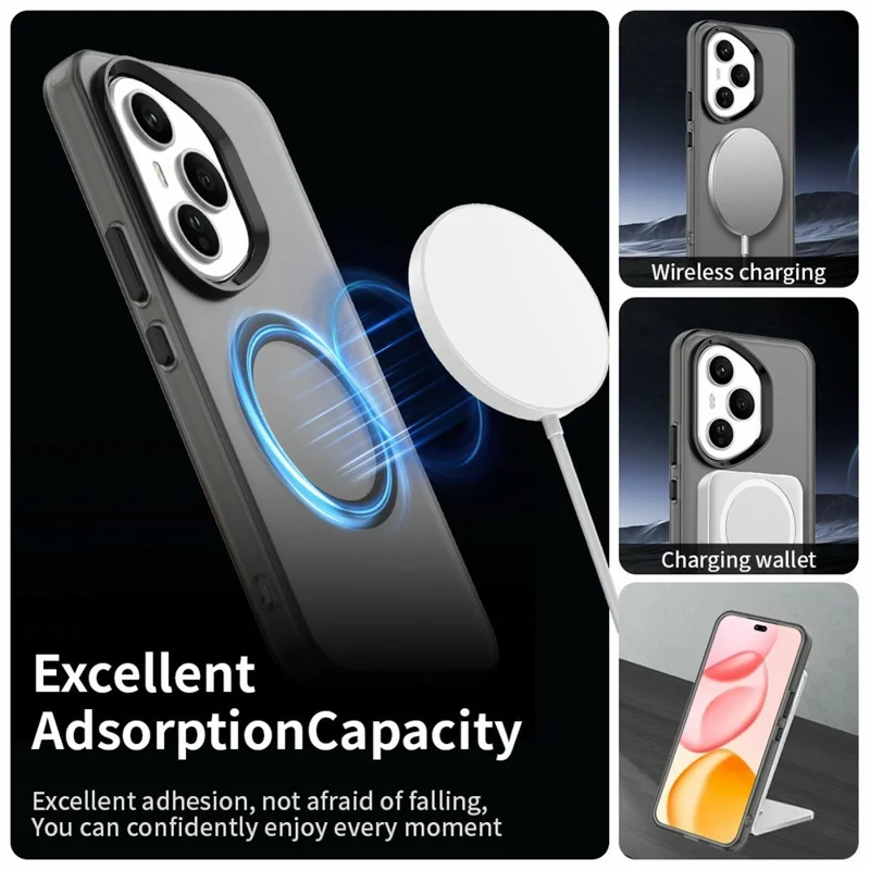 For Honor 400 Pro 5G (Global) Magnetic Case Anti Drop Hybrid Phone Back Cover - Black