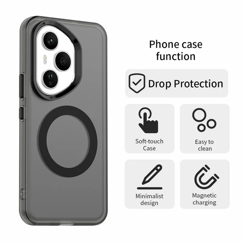 For Honor 400 Pro 5G (Global) Magnetic Case Anti Drop Hybrid Phone Back Cover - Black