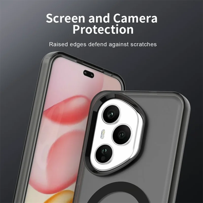 For Honor 400 Pro 5G (Global) Magnetic Case Anti Drop Hybrid Phone Back Cover - Black