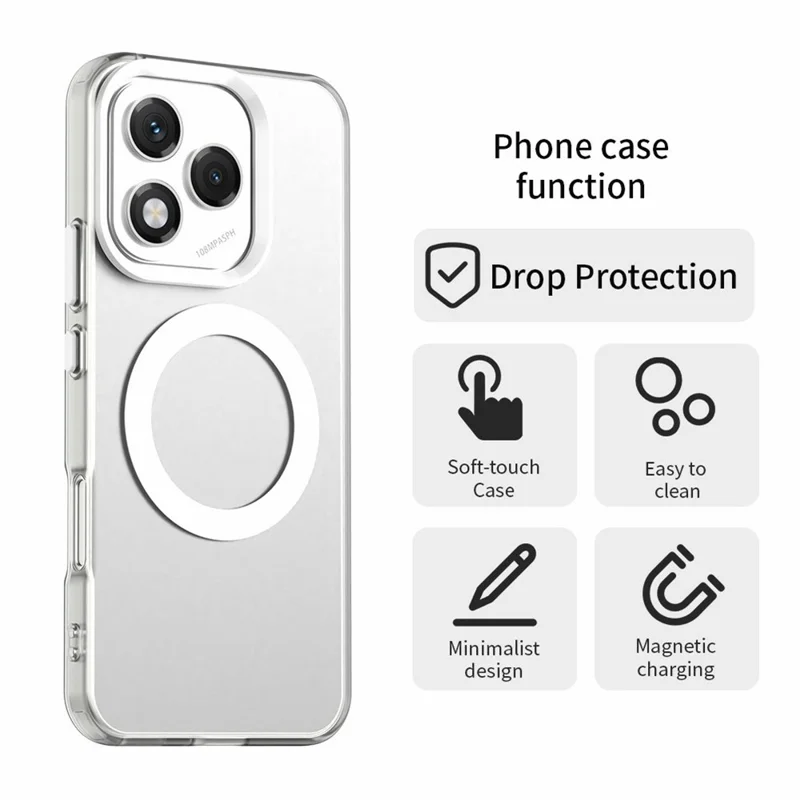 Coque 5G For Honor 400 Lite Compatible avec MagSafe Coque de téléphone hybride anti-chute - Blanc