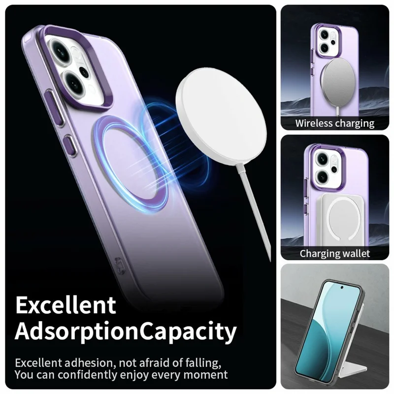 For Oppo Reno14 5G (Global) Case Compatible with MagSafe Anti Drop Hybrid Phone Back Cover - Purple