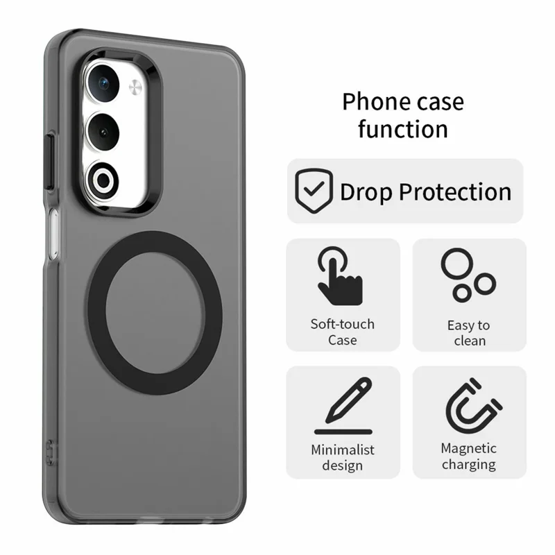 For Oppo A5 5G Case Compatible with MagSafe Anti Drop Hybrid Phone Back Cover - Black