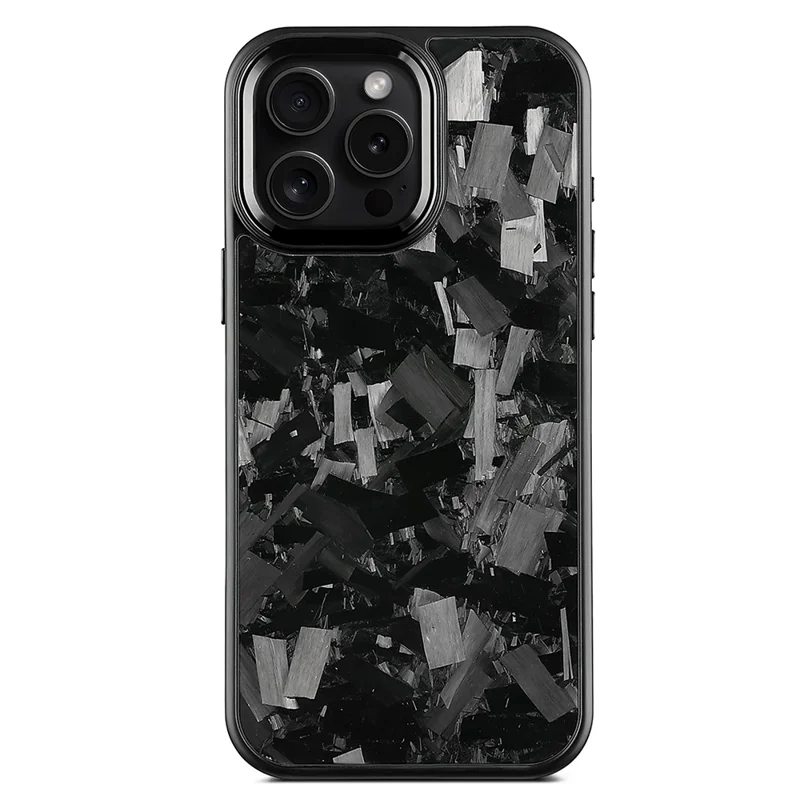 For iPhone 16 Pro Magnetic Case Large Texture Aramid Fiber + TPU Phone Cover with Metal Lens Frame - Black Lens Frame + Black