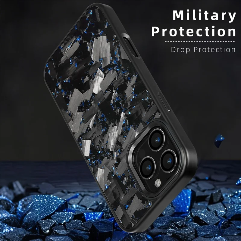 For iPhone 16 Pro Magnetic Case Large Texture Aramid Fiber + TPU Phone Cover with Metal Lens Frame - Black Lens Frame + Black
