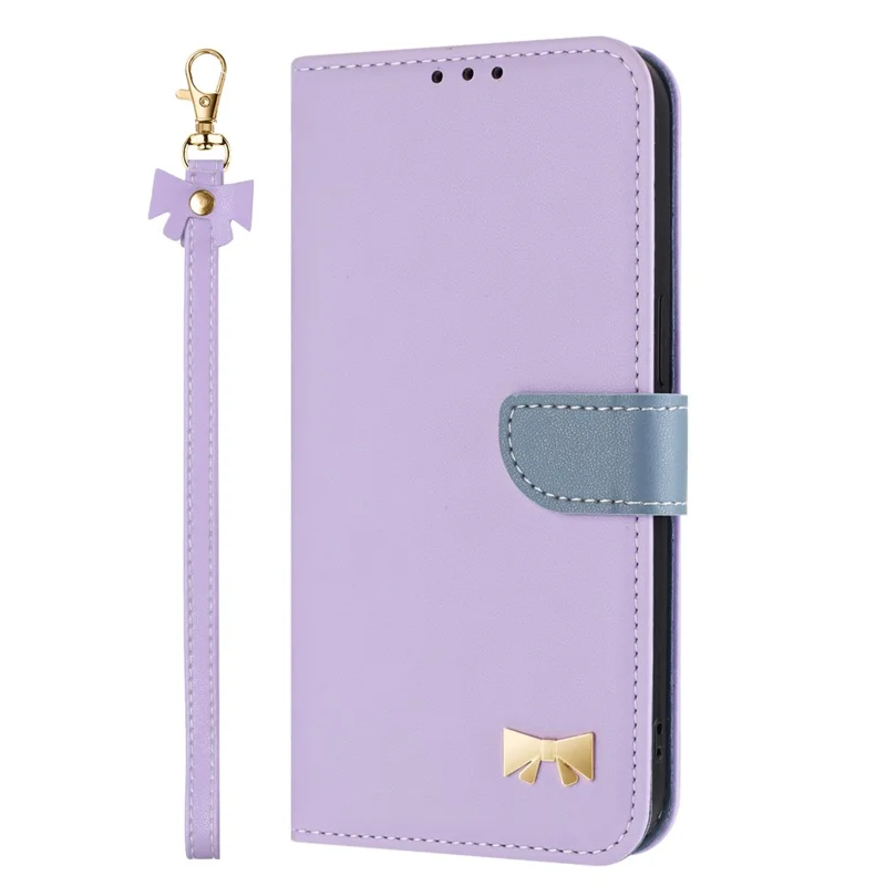 For Honor 400 5G (Global) Case Bowknot Decor Wallet Leather Phone Cover with Wrist Strap - Purple
