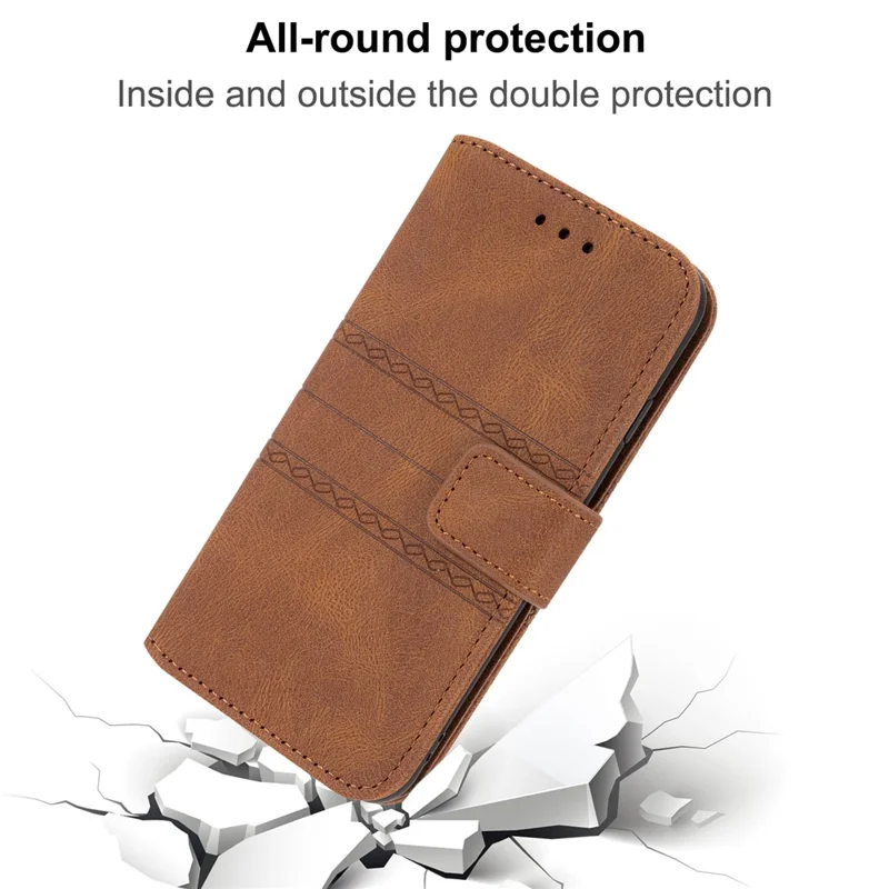 For Huawei nova 14 Pro 5G Case Wallet Skin-Touch Leather Imprinted Phone Cover with Wrist Strap - Brown