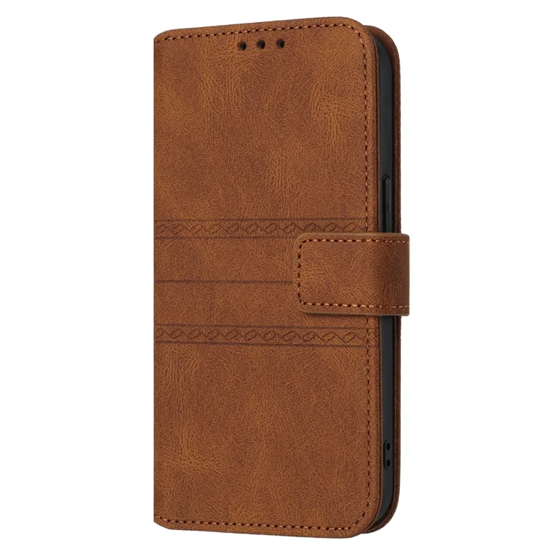 For Huawei nova 14 Pro 5G Case Wallet Skin-Touch Leather Imprinted Phone Cover with Wrist Strap - Brown