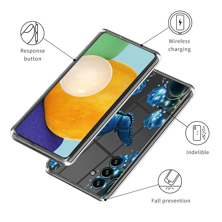 Phone Case for Samsung Galaxy A14 5G / A14 4G Shockproof Soft TPU Phone Shell IMD Pattern Printed Protective Cover - Butterfly and Flower