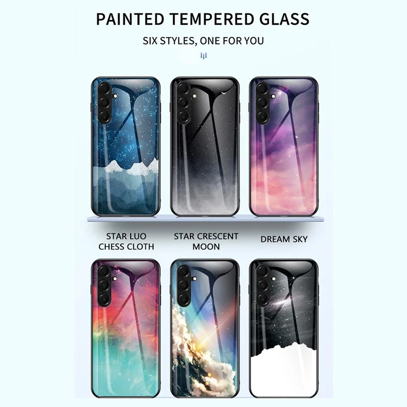 Étui pour Samsung Galaxy A17 Motif Ciel Étoilé Verre Trempé Housse de Téléphone - Couleur Ciel Étoilé