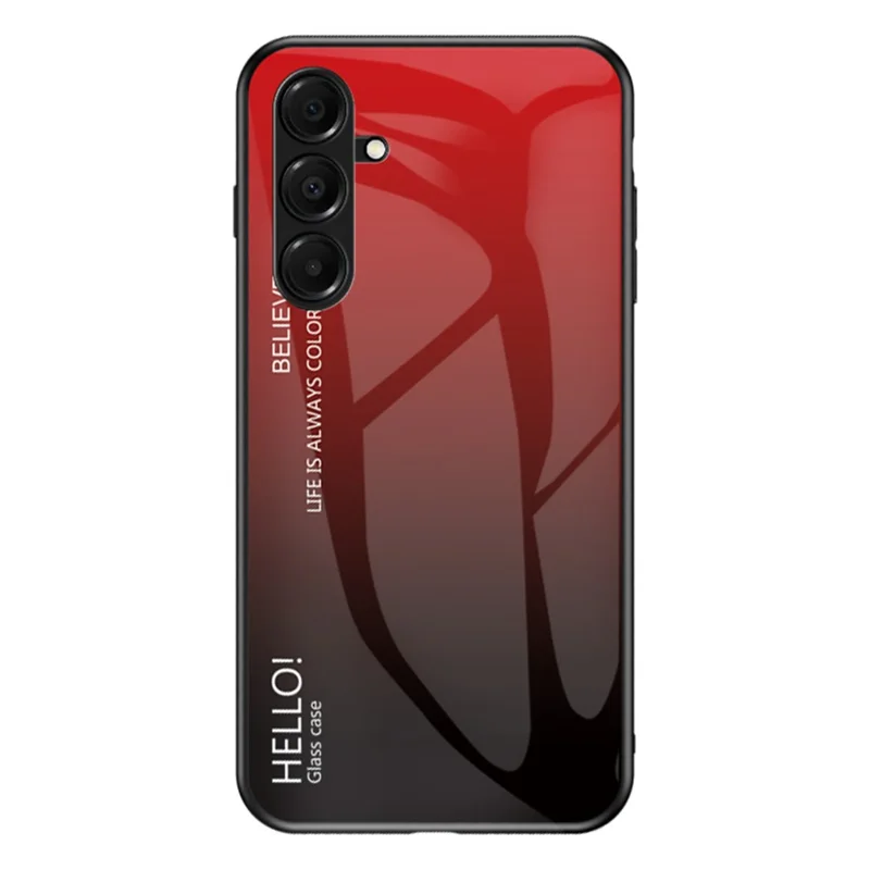 For Samsung Galaxy A17 5G / A17 4G / A26 5G Case Anti-Scratch Tempered Glass + PC + TPU Phone Cover - Gradient Red Black