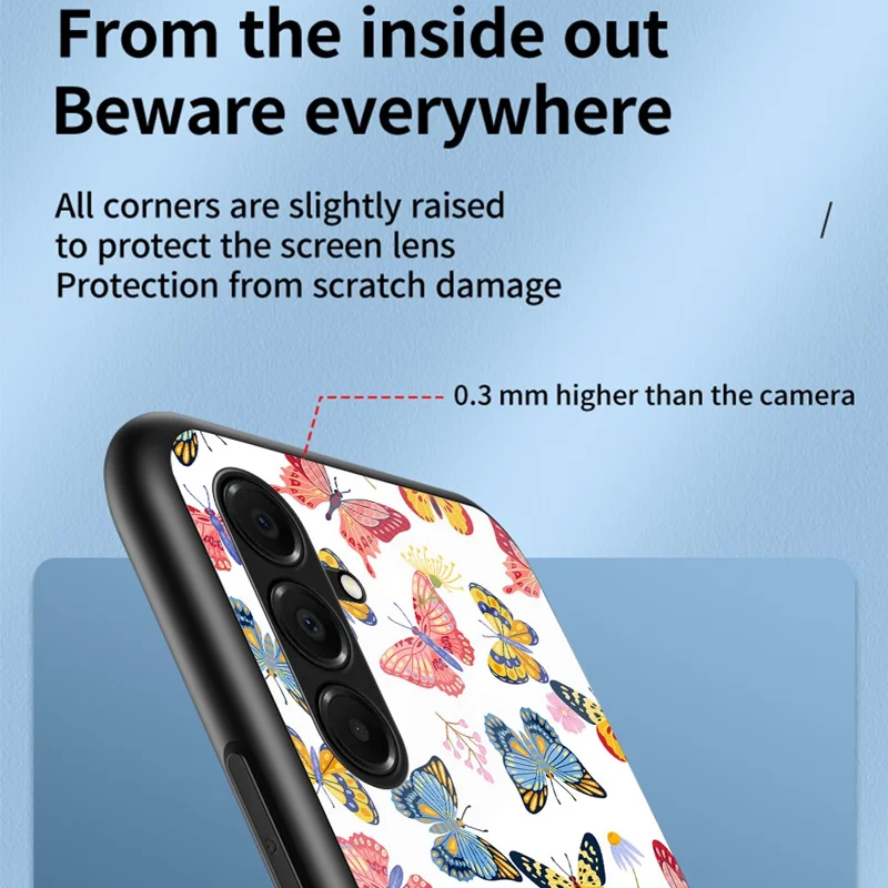 Pour Samsung Galaxy A17 Étui Motif Papillon TPU + Verre Trempé Coque de Protection pour Téléphone - Papillon Coloré