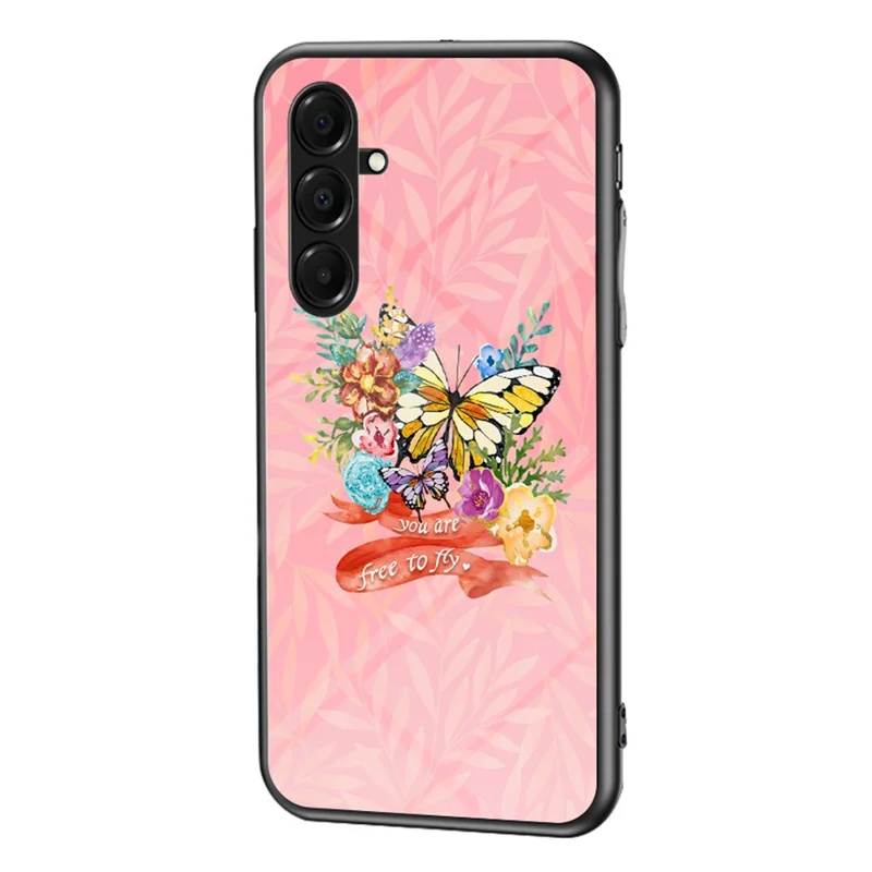 For Samsung Galaxy A17 5G / A17 4G / A26 5G Butterfly Series Glass Case Protective Cover - Flower Bush Butterfly