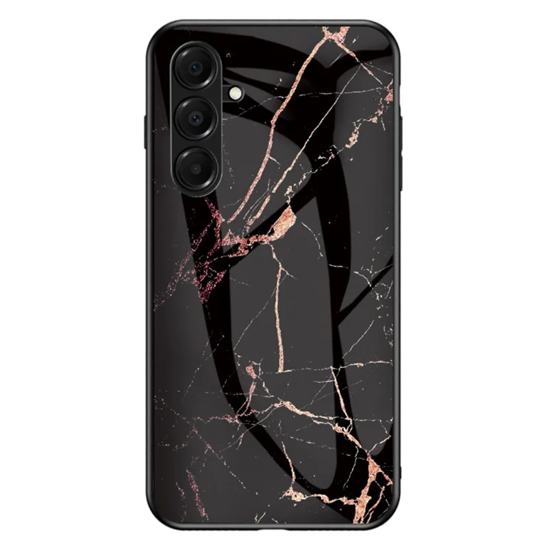 Capa para Samsung Galaxy A17 Padrão Mármore Vidro Temperado+PC+TPU Capa Protetora para Celular - Mármore Dourado e Preto