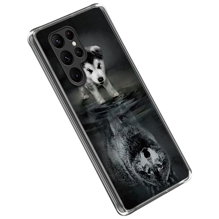 Per Samsung Galaxy S23 Ultra Stylish Pattern Printing IMD Phone Case Flexible TPU Protective Cover - Cane e Lupo