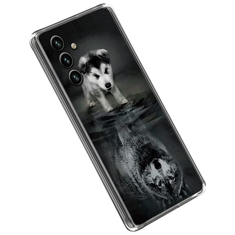 Для Samsung Galaxy A14 5G / A14 4G Pattern Printing IMD Shockproof Case Flexible TPU Protective Cover - Dog and Wolf