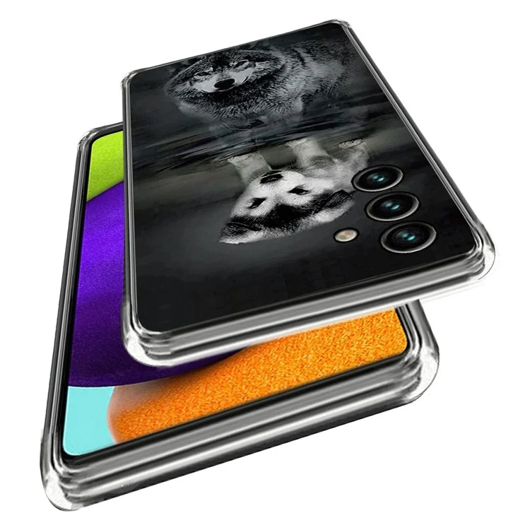 Для Samsung Galaxy A14 5G / A14 4G Pattern Printing IMD Shockproof Case Flexible TPU Protective Cover - Dog and Wolf