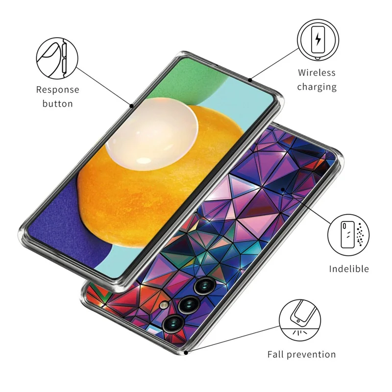 For Samsung Galaxy A14 5G / A14 4G Pattern Printing IMD Soft TPU Case Scratch-resistant Protective Phone Cover - Triangle