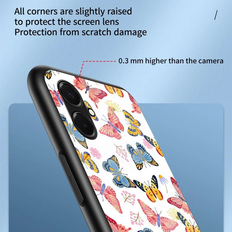 For Samsung Galaxy A07 4G Case Butterfly Pattern TPU + Tempered Glass Protective Phone Cover -  Colorful Butterfly