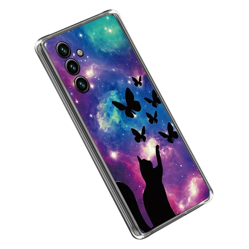 For Samsung Galaxy A14 5G / A14 4G Pattern Printing IMD Anti-scratch Soft TPU Cover Drop-proof Cell Phone Case - Cat and Butterflies