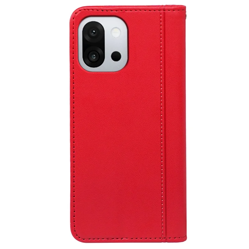 For OnePlus 13T 5G Wallet Case Magnetic Closing PU Leather Phone Cover with Wrist Strap - Red