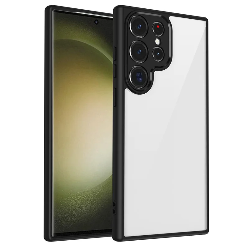 Für Samsung Galaxy S24 Ultra Hülle Matte Skin Touch Transparent PC + TPU Stoßfeste Handyhülle Rückseite - Schwarz