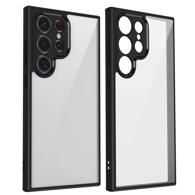 Für Samsung Galaxy S24 Ultra Hülle Matte Skin Touch Transparent PC + TPU Stoßfeste Handyhülle Rückseite - Schwarz