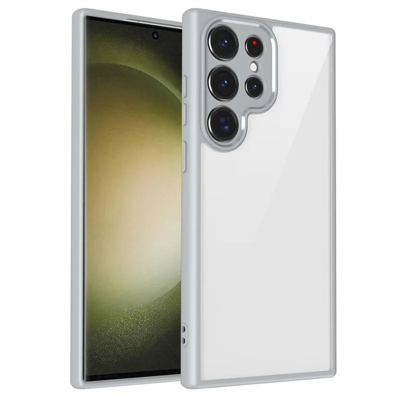 For Samsung Galaxy S24 Ultra Case Matte Skin Touch Clear PC + TPU Shockproof Phone Back Cover - Grey