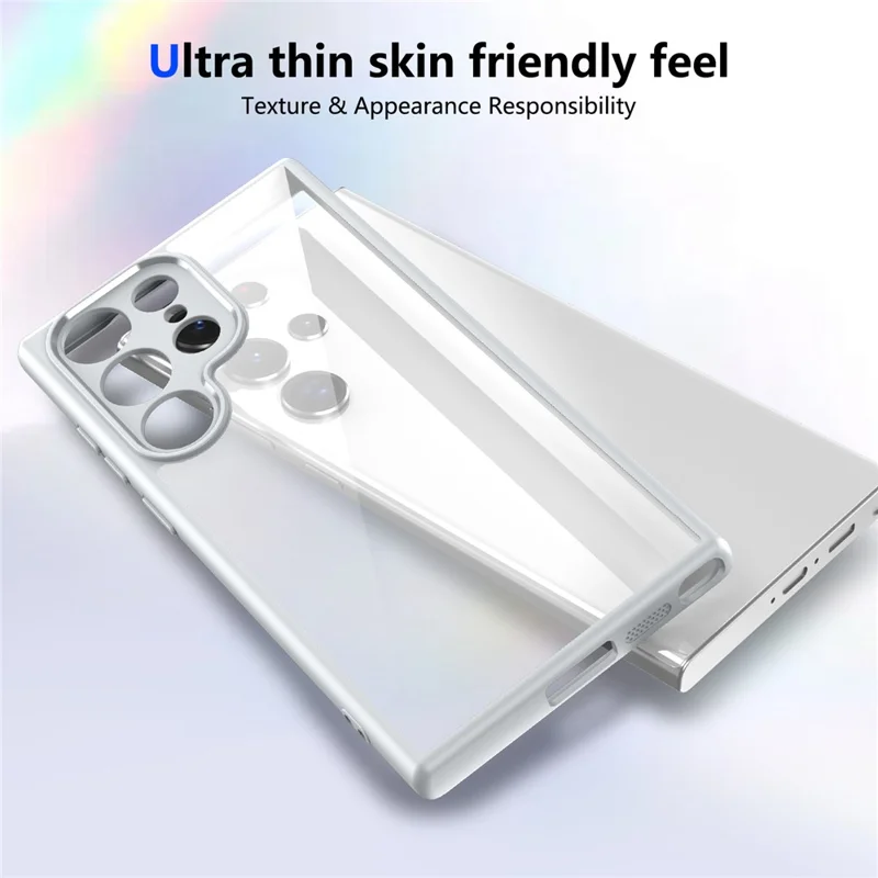 For Samsung Galaxy S24 Ultra Case Matte Skin Touch Clear PC + TPU Shockproof Phone Back Cover - Grey
