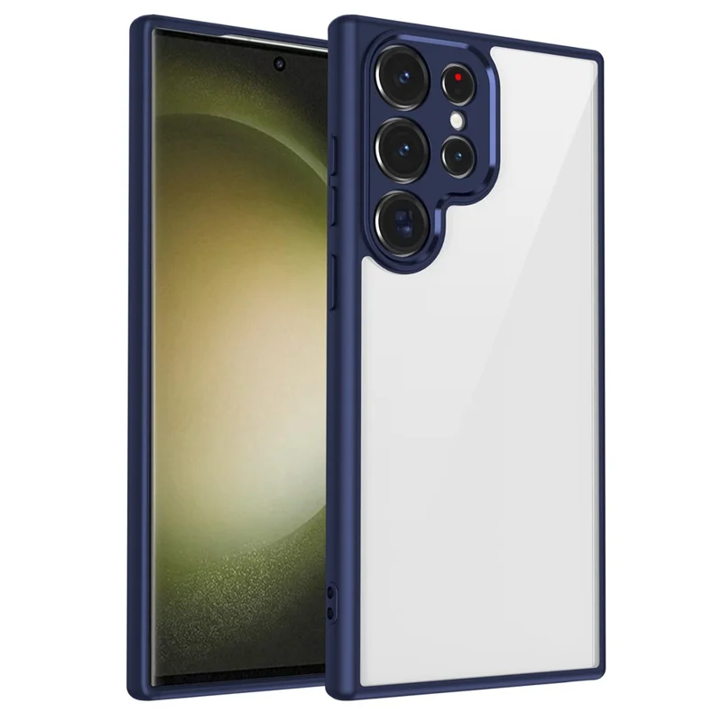 Capa para Samsung Galaxy S23 Ultra Fosca Toque Suave Transparente PC + TPU Antichoque para Celular - Azul