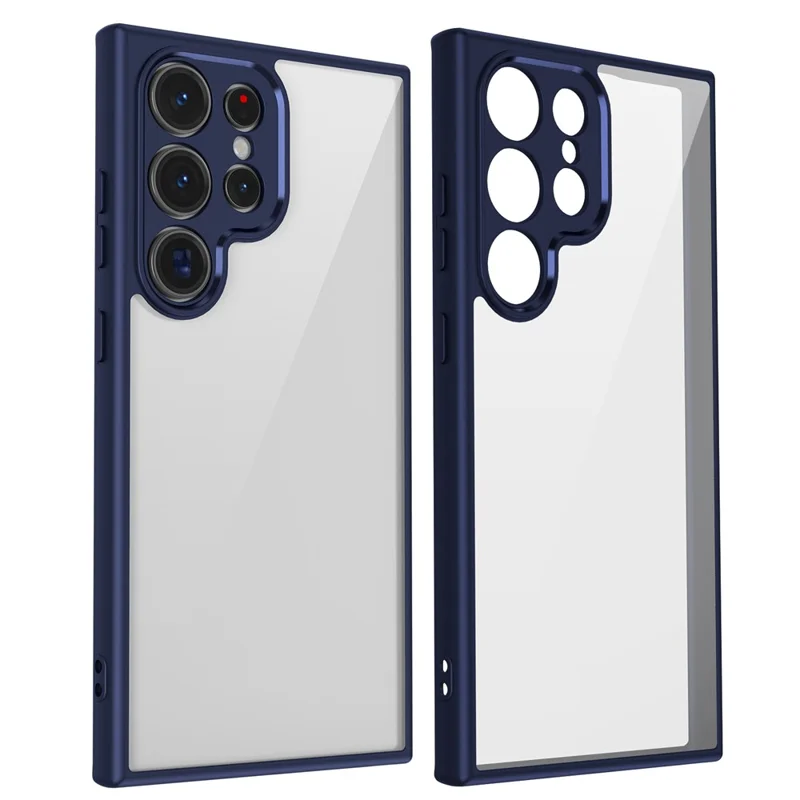 Capa para Samsung Galaxy S23 Ultra Fosca Toque Suave Transparente PC + TPU Antichoque para Celular - Azul